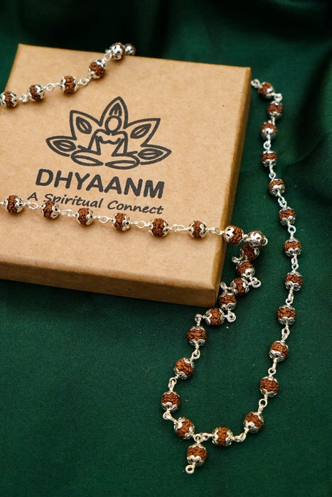 5 Mukhi Rudraksha Mala with Silver Capping